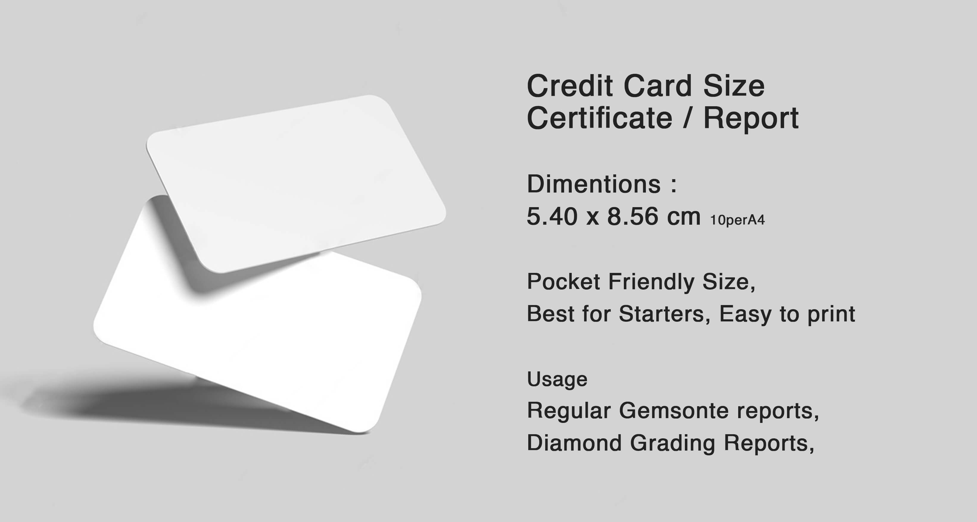 Credit card size gemological report, gemology system, gemtesing software