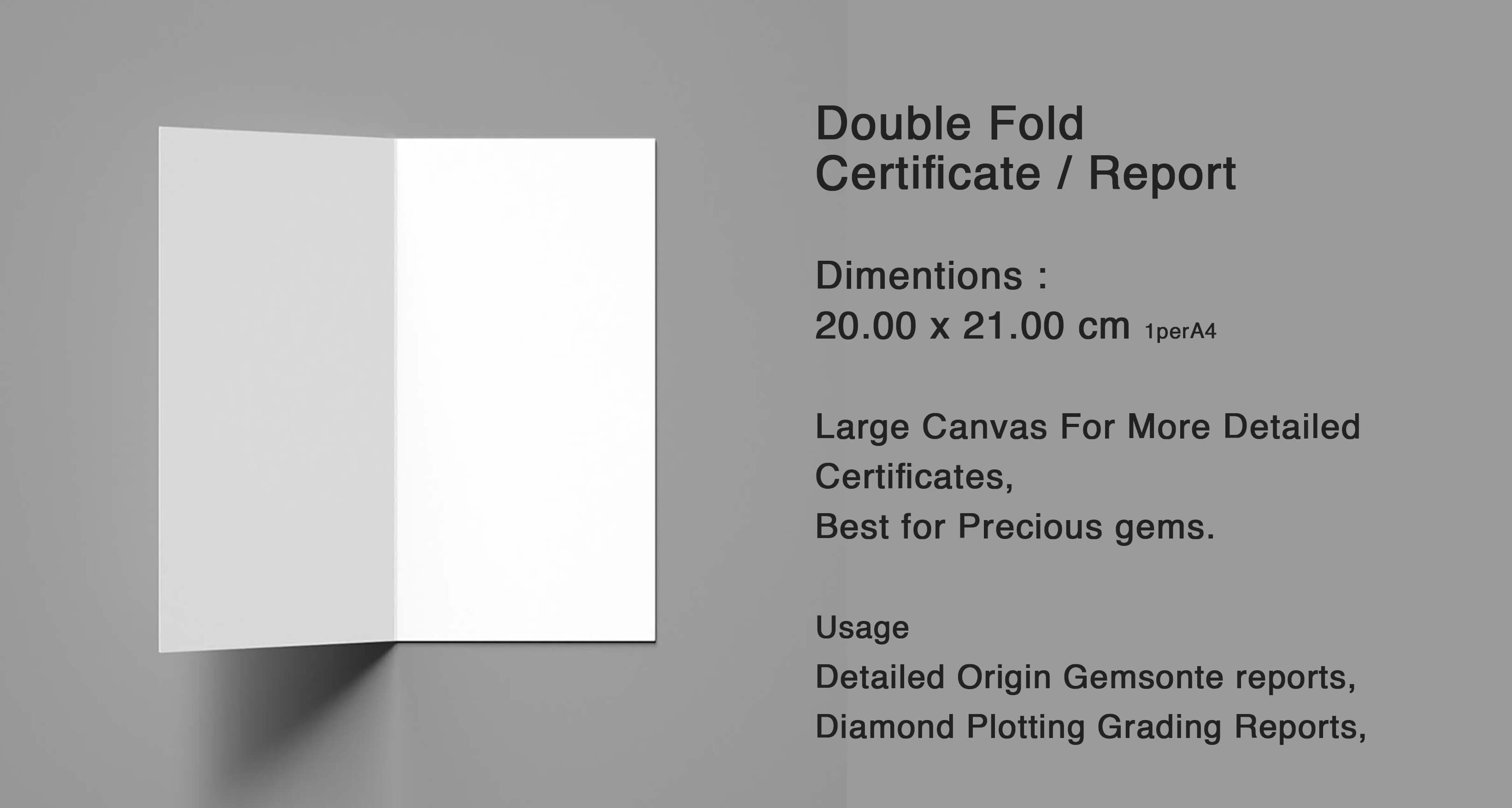 Double fold size gemological report, gemology software, gemological system